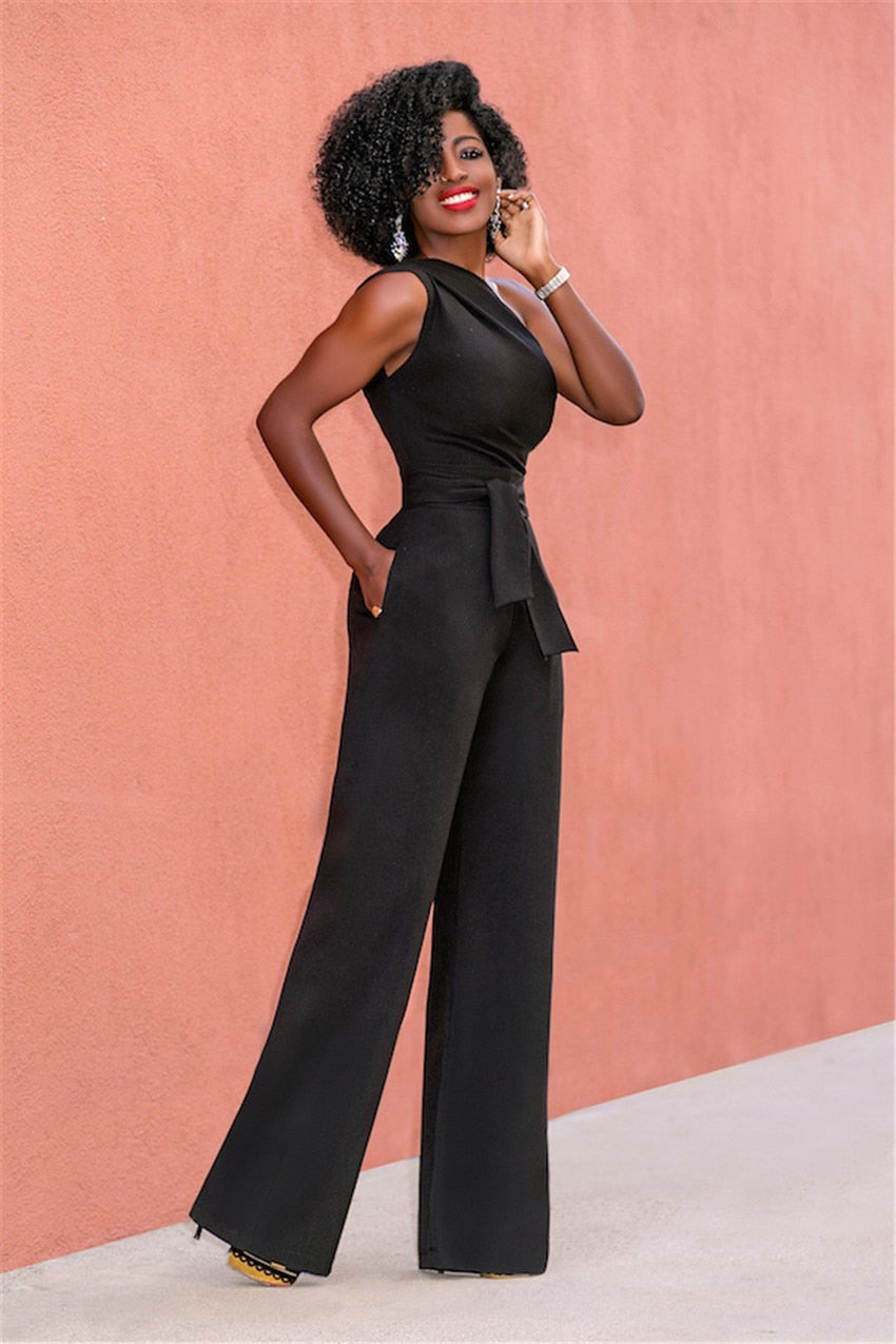 Dame Jumpsuit En-Skulder Design Polyester og Bomull-4