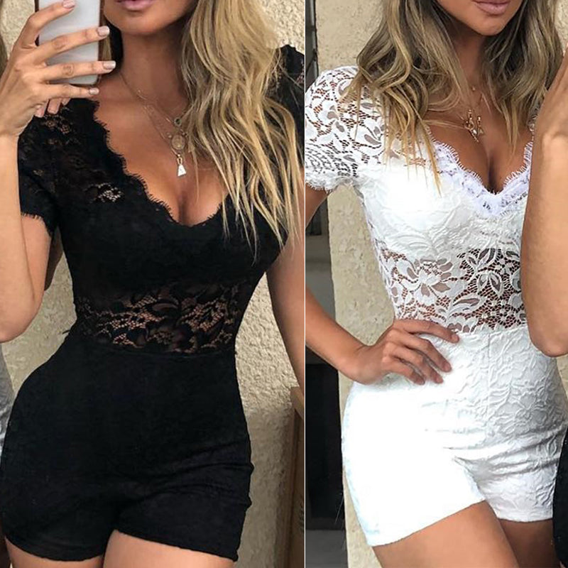 Dame Jumpsuit Romantisk Blonder Spandex Komfortabel Silhuett 3