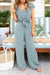 Dame Jumpsuit Luftig V-hals Bredbenet Mykt Pustende Stoff-6