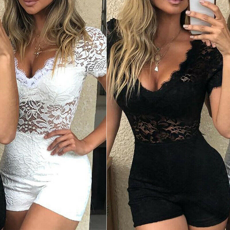 Dame Jumpsuit Romantisk Blonder Spandex Komfortabel Silhuett 6