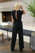 Dame Jumpsuit Luftig V-hals Bredbenet Mykt Pustende Stoff-2