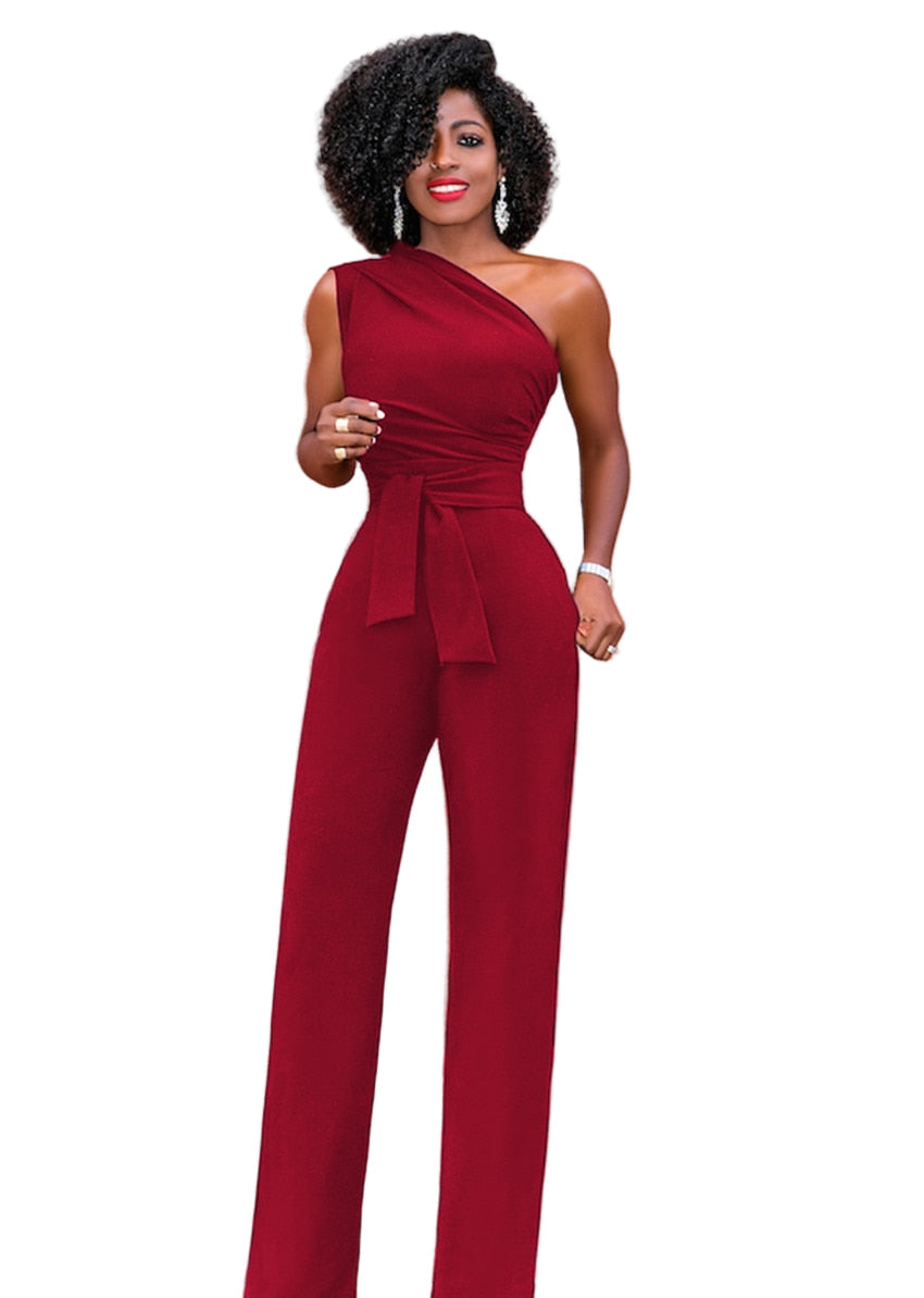 Dame Jumpsuit En-Skulder Design Polyester og Bomull-1