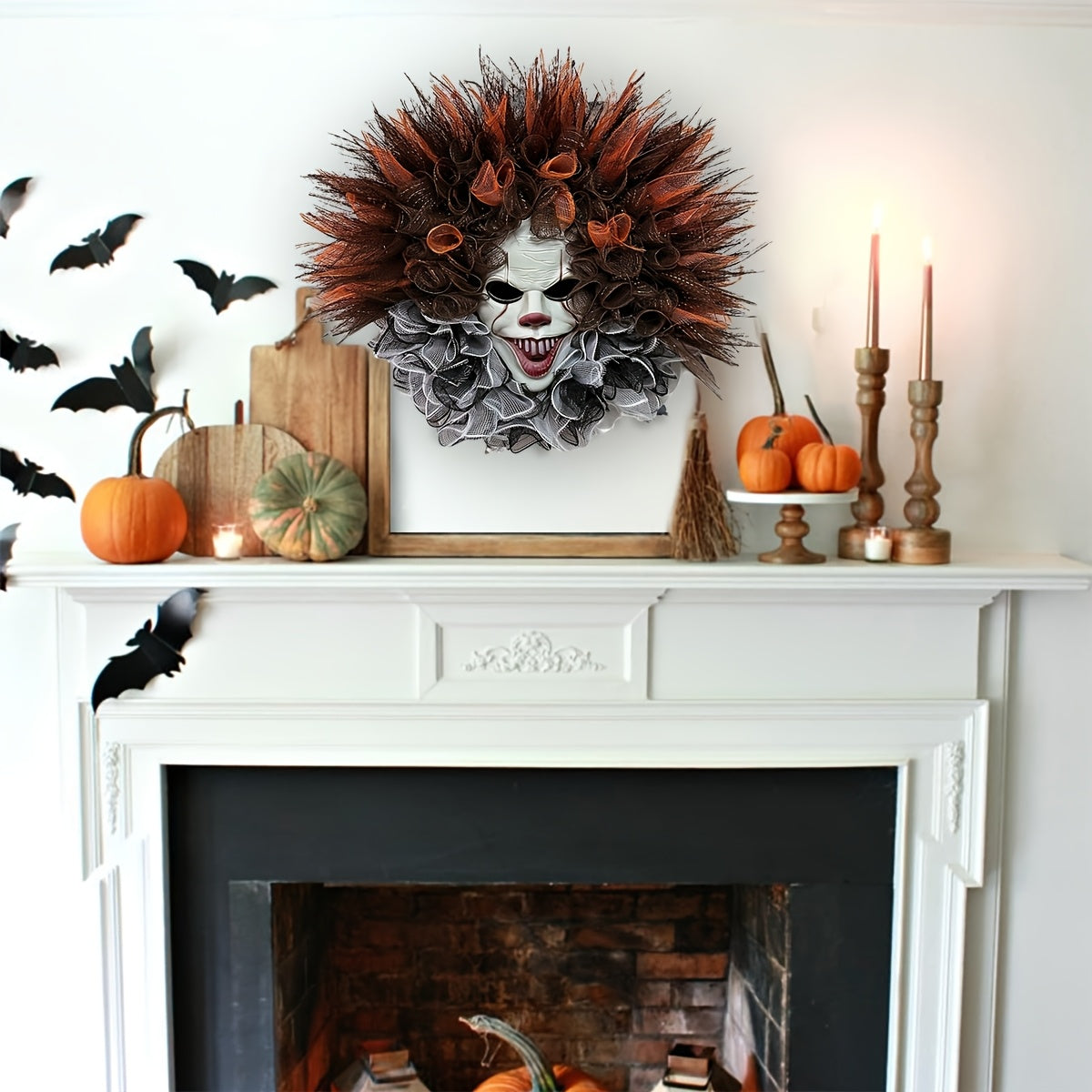 Halloween Dørkrans med Klovnemotiv 1