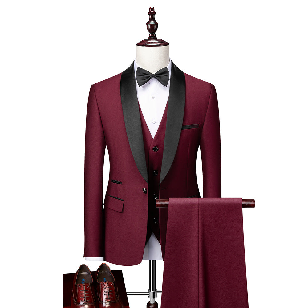 Herre 3-delt Anzugsett Slim Fit Ull 1