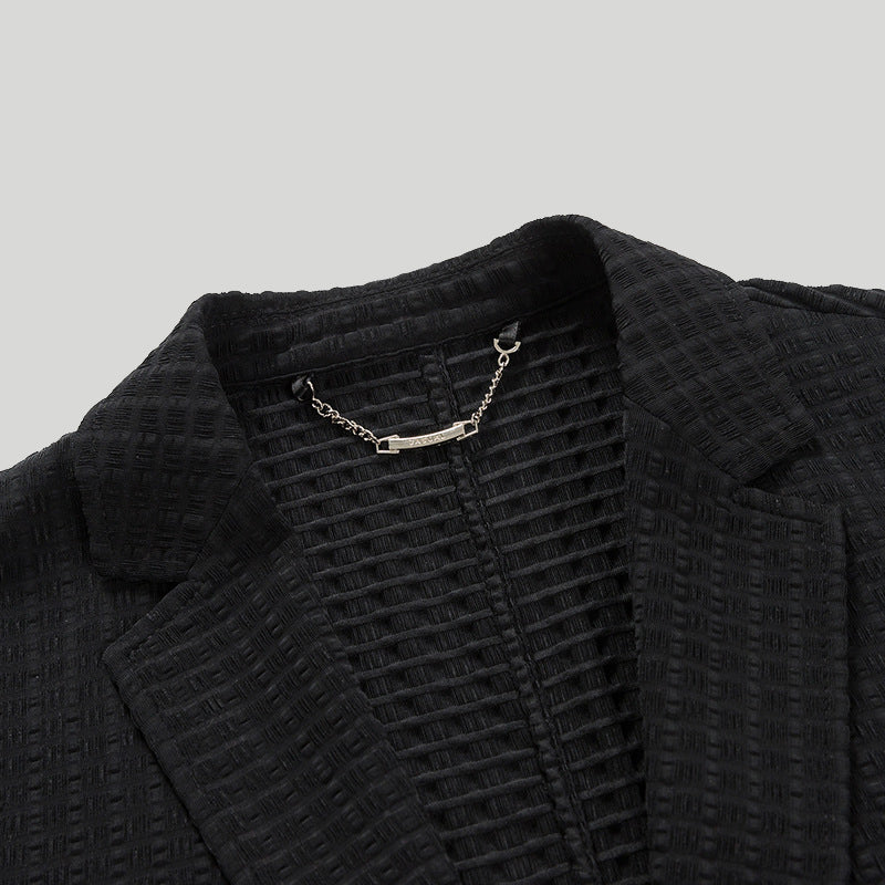 Herre Blazer Elegant Vaffelstrikk Polyester Viskoseblanding 3