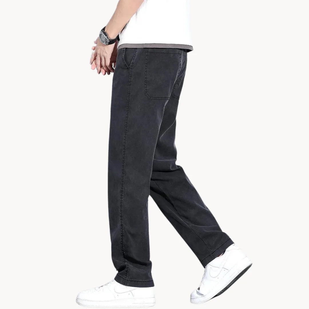 Herre Bukser Rette Baggy Jeans med Brede Ben 1