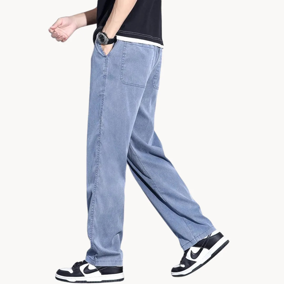 Herre Bukser Rette Baggy Jeans med Brede Ben 7
