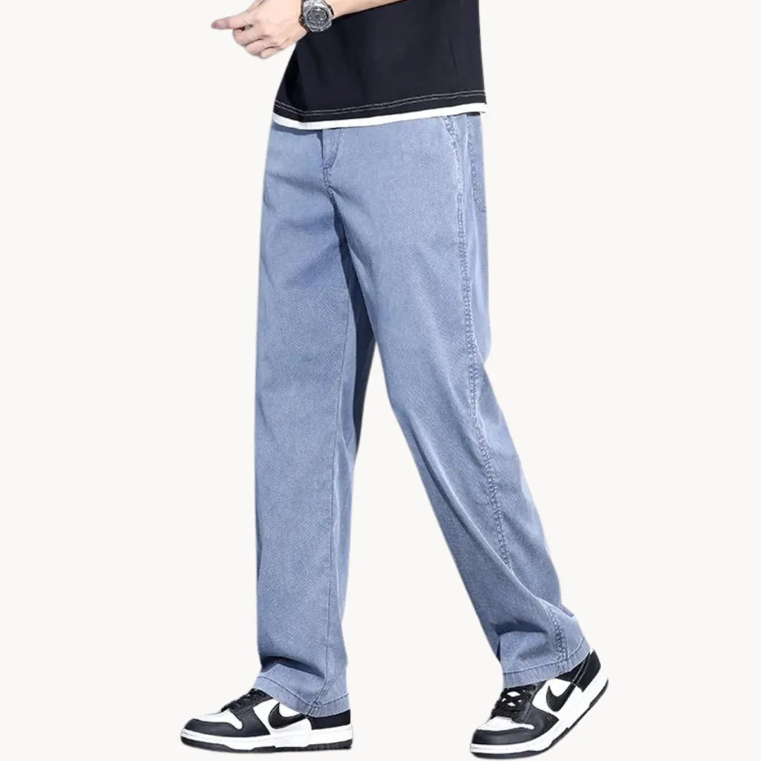 Herre Bukser Rette Baggy Jeans med Brede Ben 8