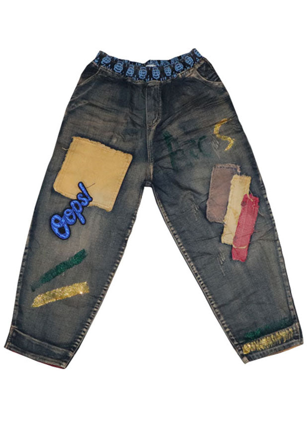 Herre Bukser med Applikasjon i Denim 4