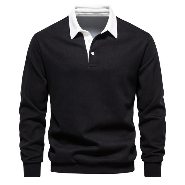 Herre Business Casual Genser med Knappestolpe 2