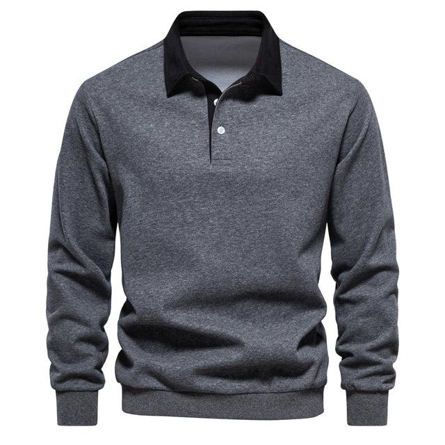 Herre Business Casual Genser med Knappestolpe 3