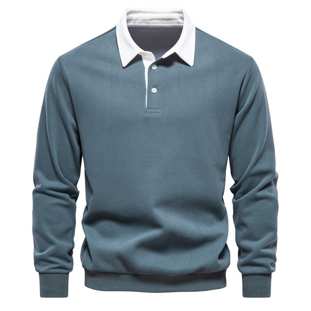 Herre Business Casual Genser med Knappestolpe 4