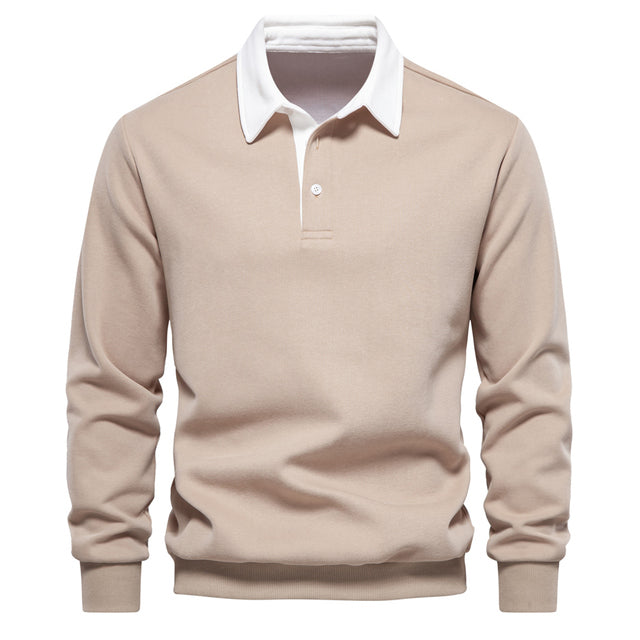 Herre Business Casual Genser med Knappestolpe 5