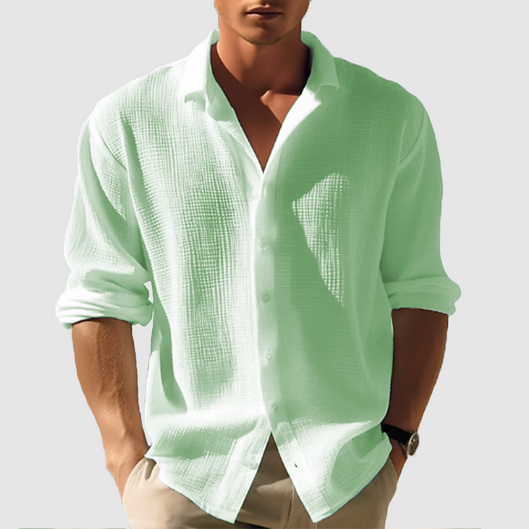 Herre Button-Down Skjorte Langermet Enfarget 2
