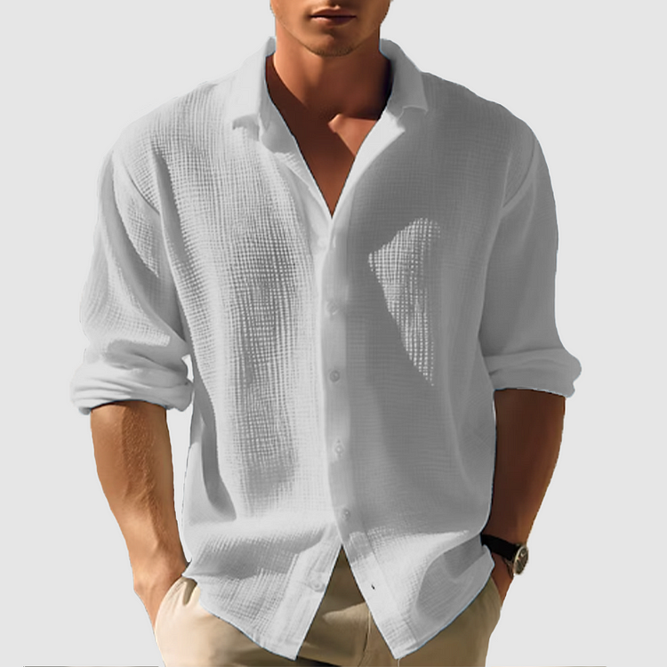 Herre Button-Down Skjorte Langermet Enfarget 4