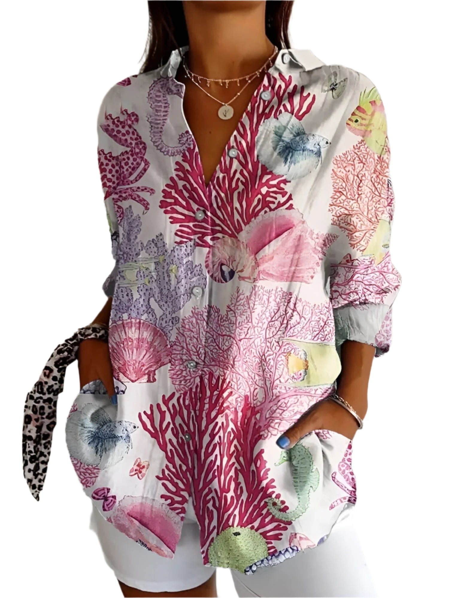 Herre Button-Up Skjorte Blomsterdesign 0