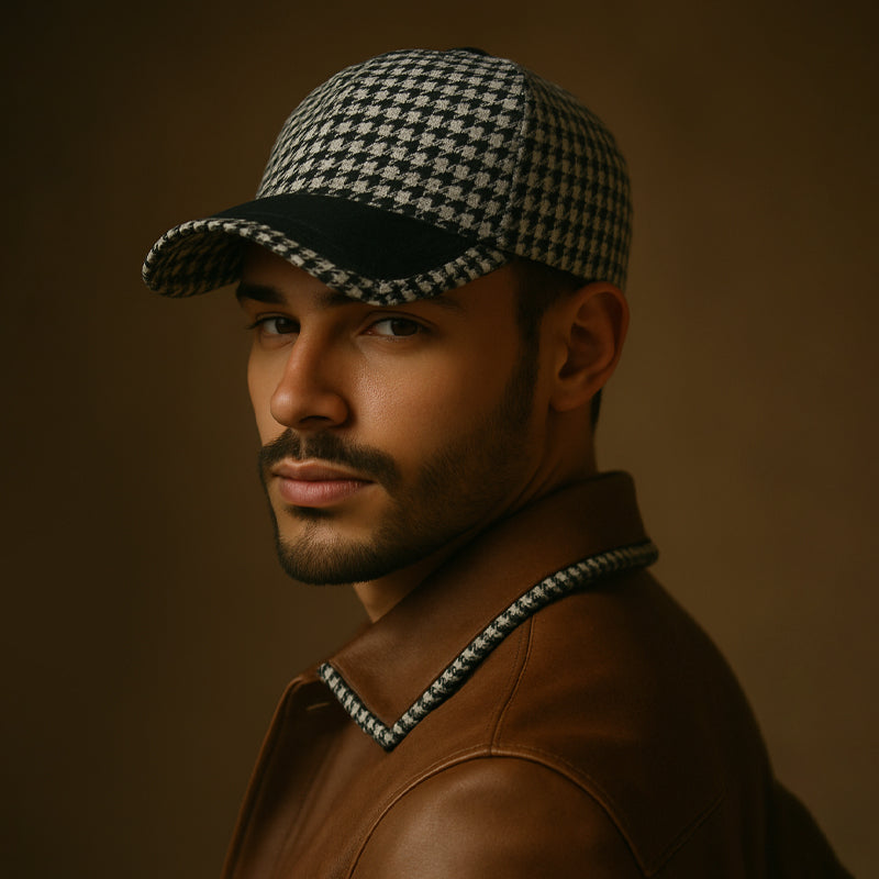 Herre Caps med Houndstooth Design 3
