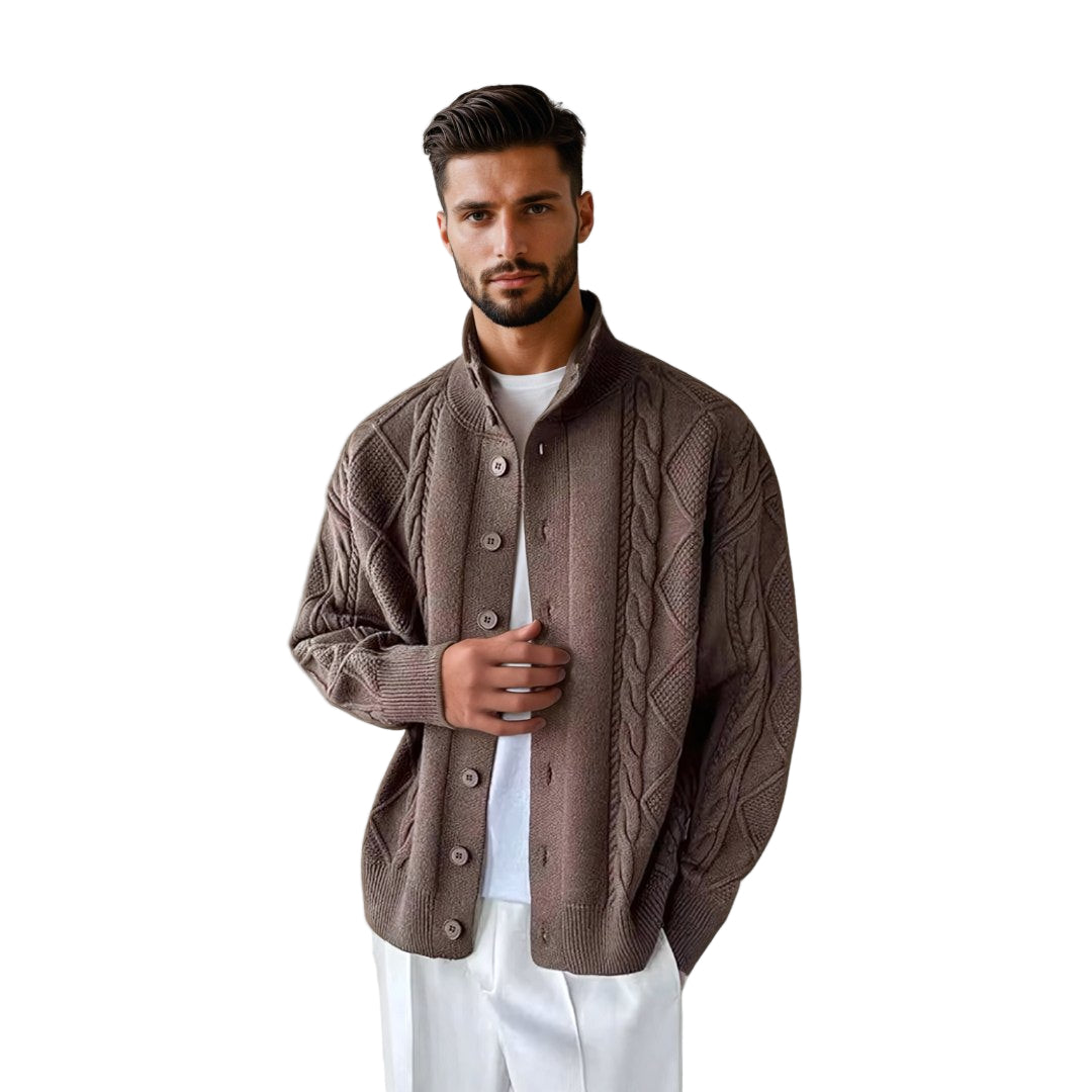 Herre Cardigan Jakke Kabelstrikket Design for Komfort og Stil 0
