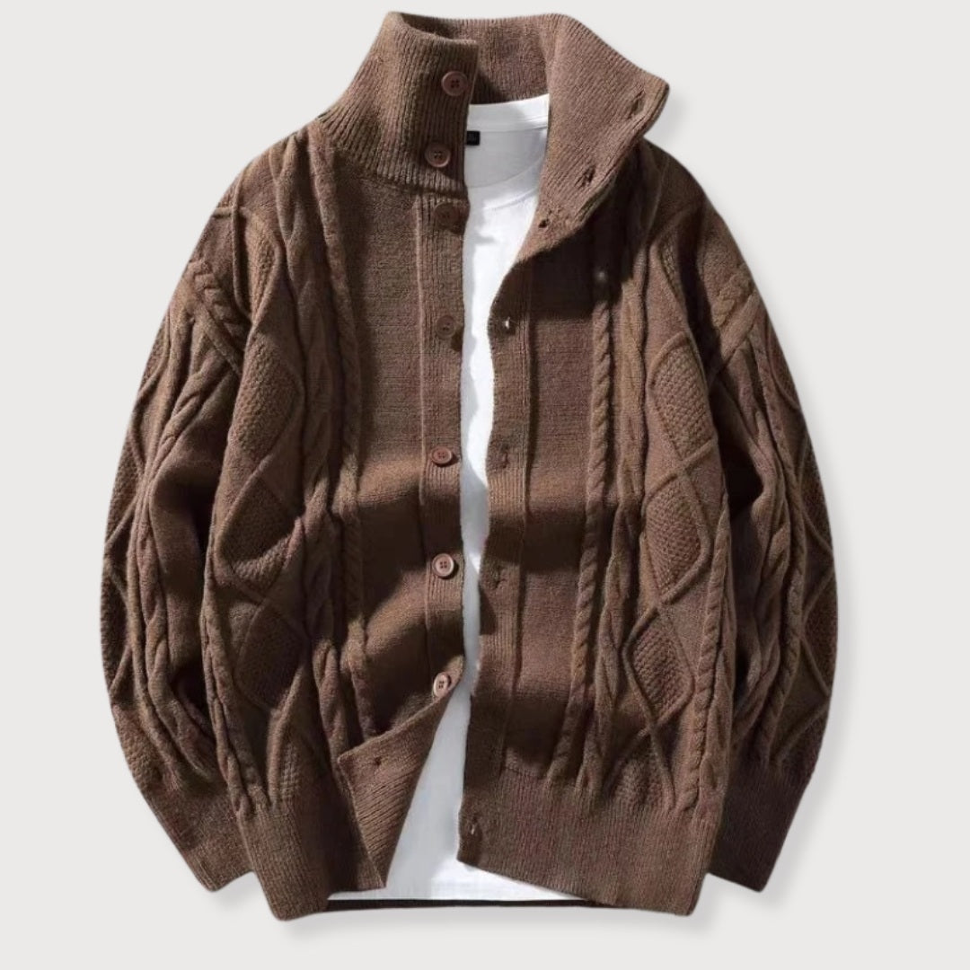 Herre Cardigan Jakke Kabelstrikket Design for Komfort og Stil 1