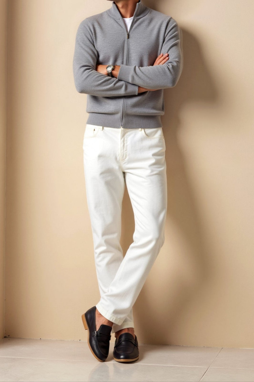 Herre Cardigan Jakke Slank-Fit Stilren 3