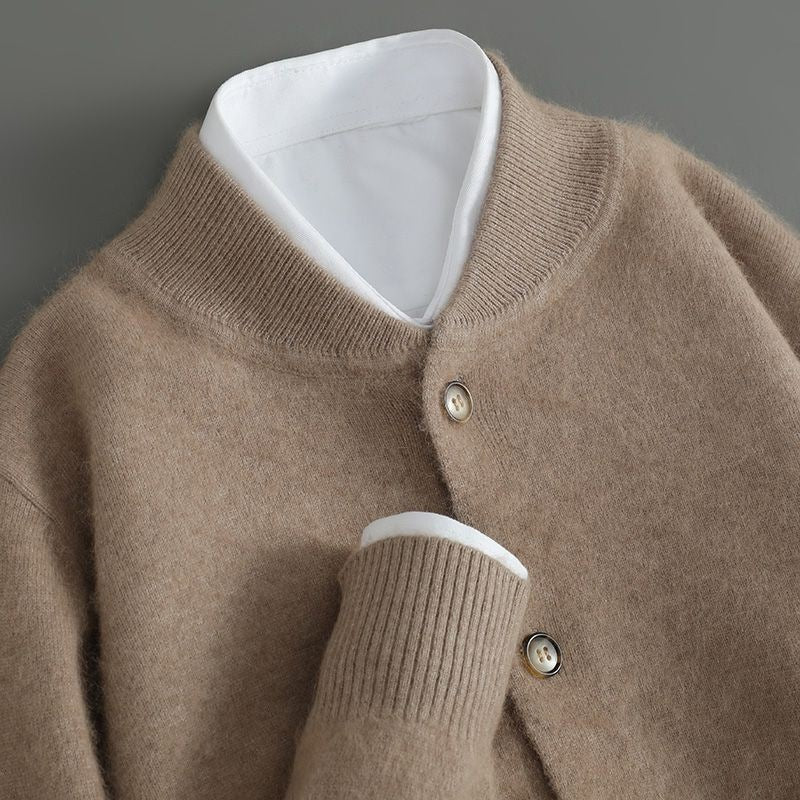 Herre Cardigan med Falsk Hals og Knapp Front 2