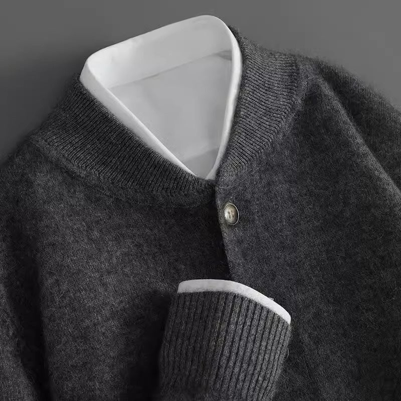 Herre Cardigan med Falsk Hals og Knapp Front 3