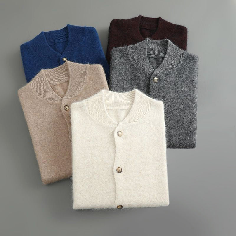 Herre Cardigan med Falsk Hals og Knapp Front 6