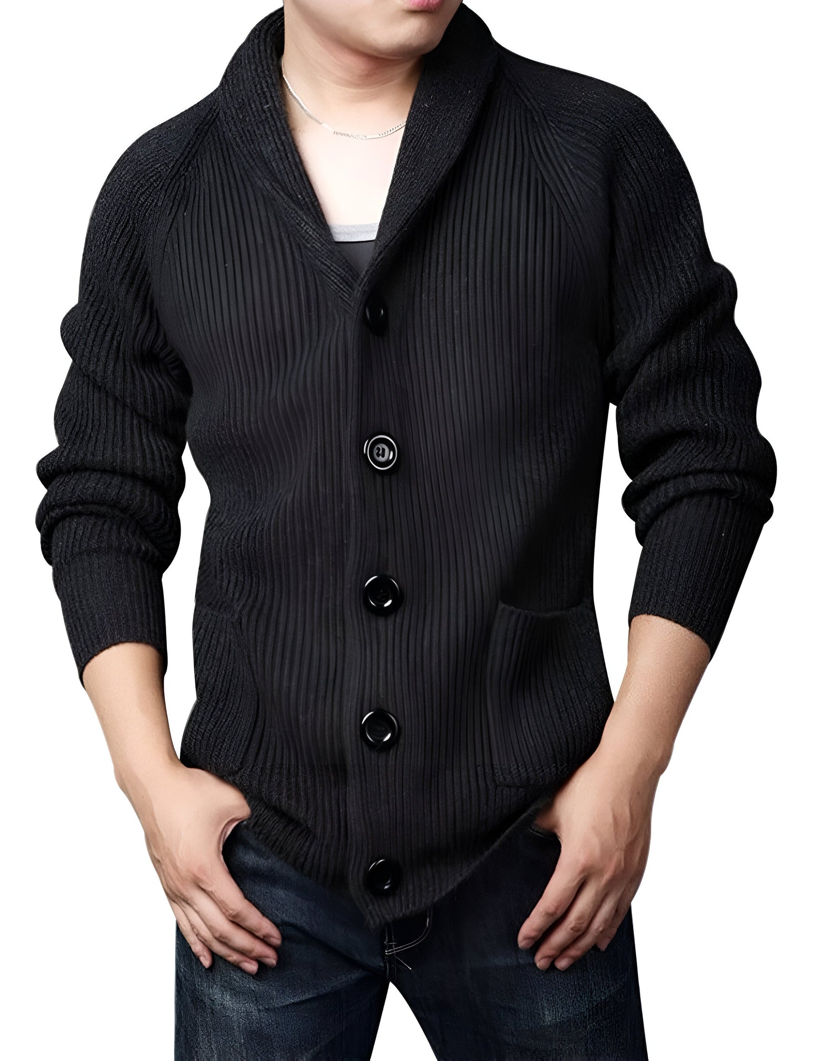 Herre Cardigan med Knapper i Klassisk Stil 3