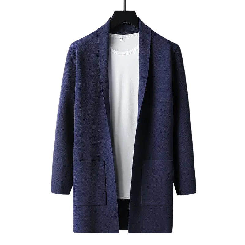Herre Cardigan med Sjalkrage og Åpen Front 5