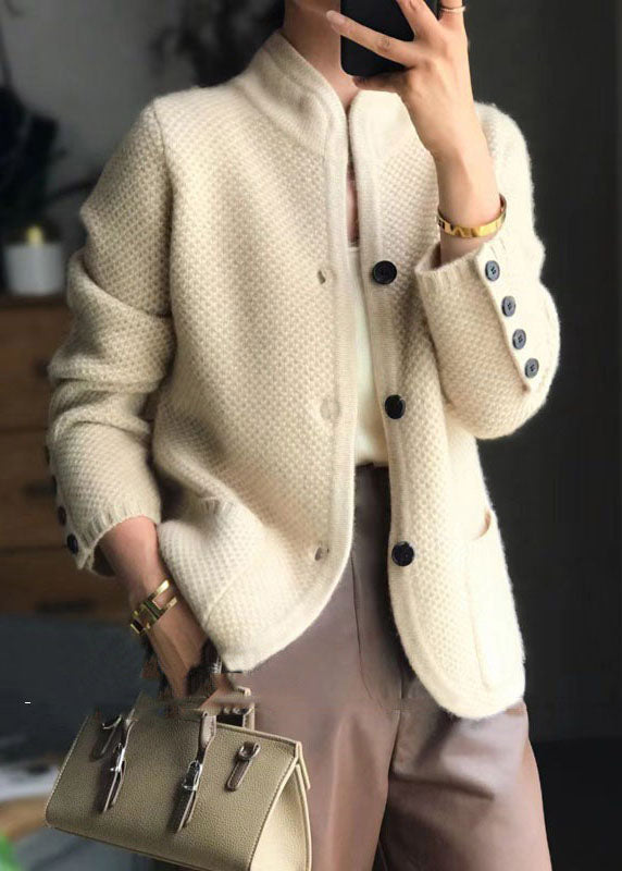 Herre Cardigan med Ståkrage i Beige 2