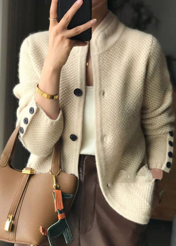 Herre Cardigan med Ståkrage i Beige 3