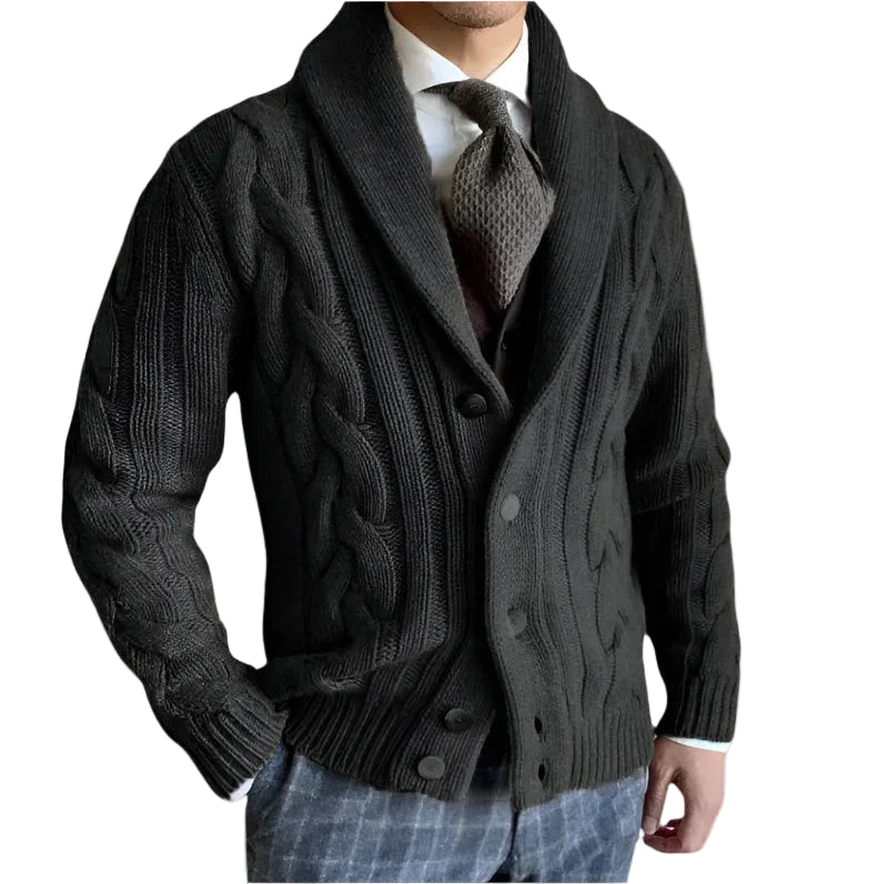 Herre Cardigan med Strikket Design 0