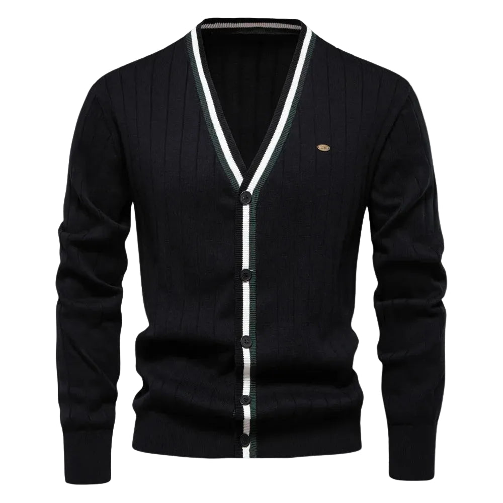 Herre Cardigan med V-hals og Enkel Lukking 0