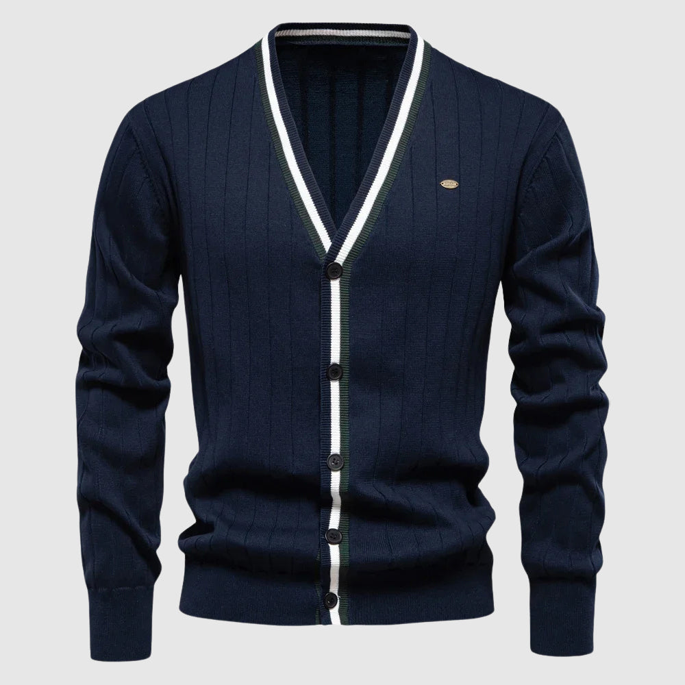 Herre Cardigan med V-hals og Enkel Lukking 3