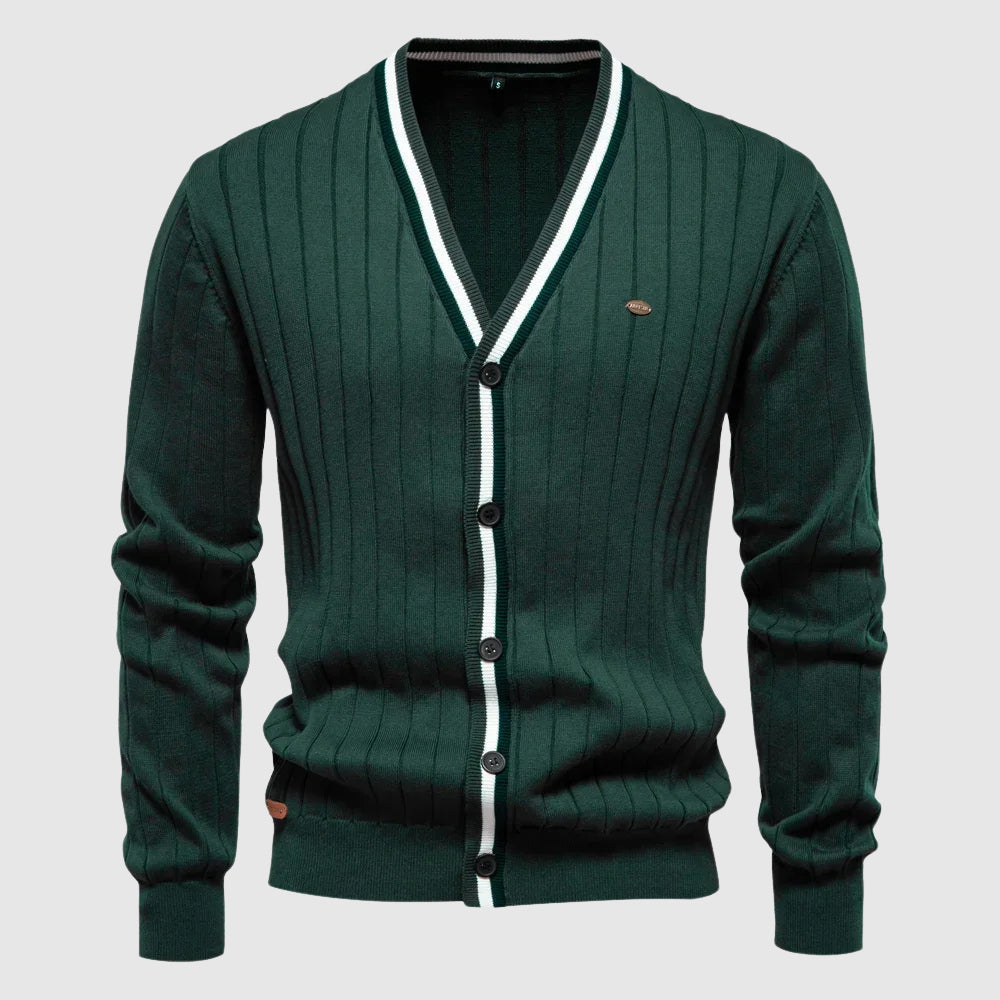 Herre Cardigan med V-hals og Enkel Lukking 4