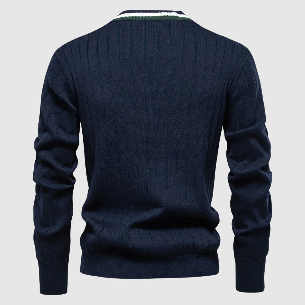 Herre Cardigan med V-hals og Enkel Lukking 5