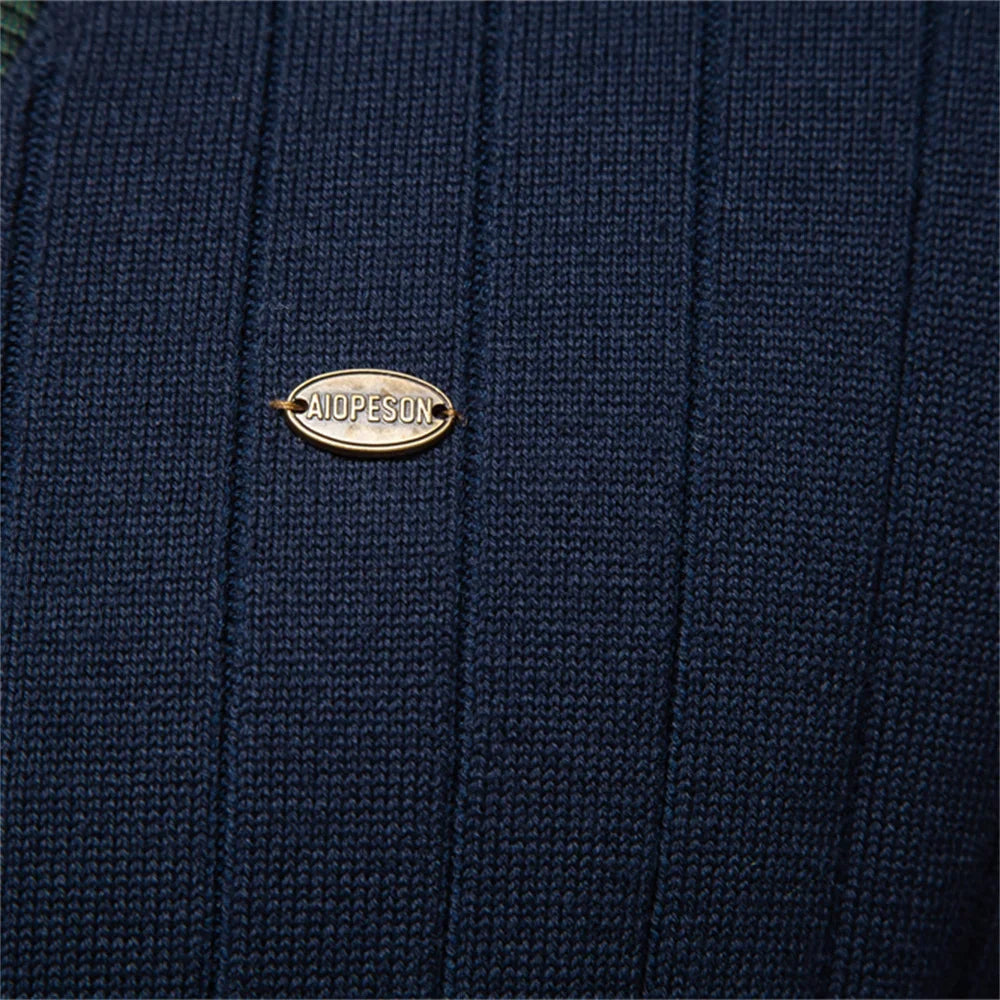 Herre Cardigan med V-hals og Enkel Lukking 8