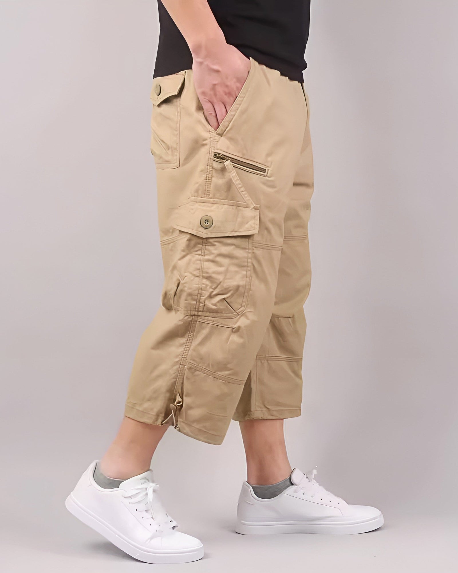 Herre Cargo Shorts Avslappet Passform Med Lastelommer 7