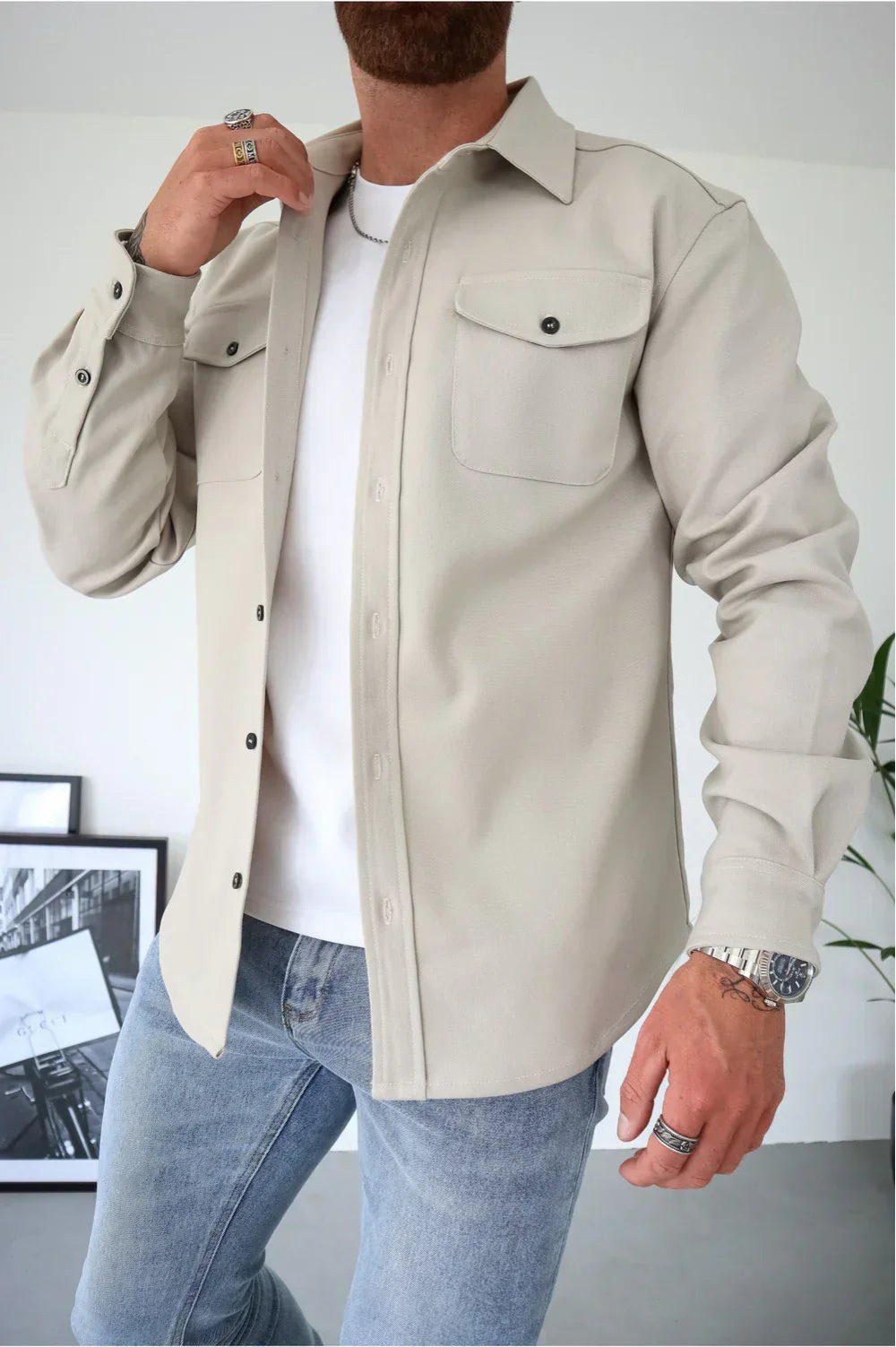 Herre Casual Overskjorte Stilig 7