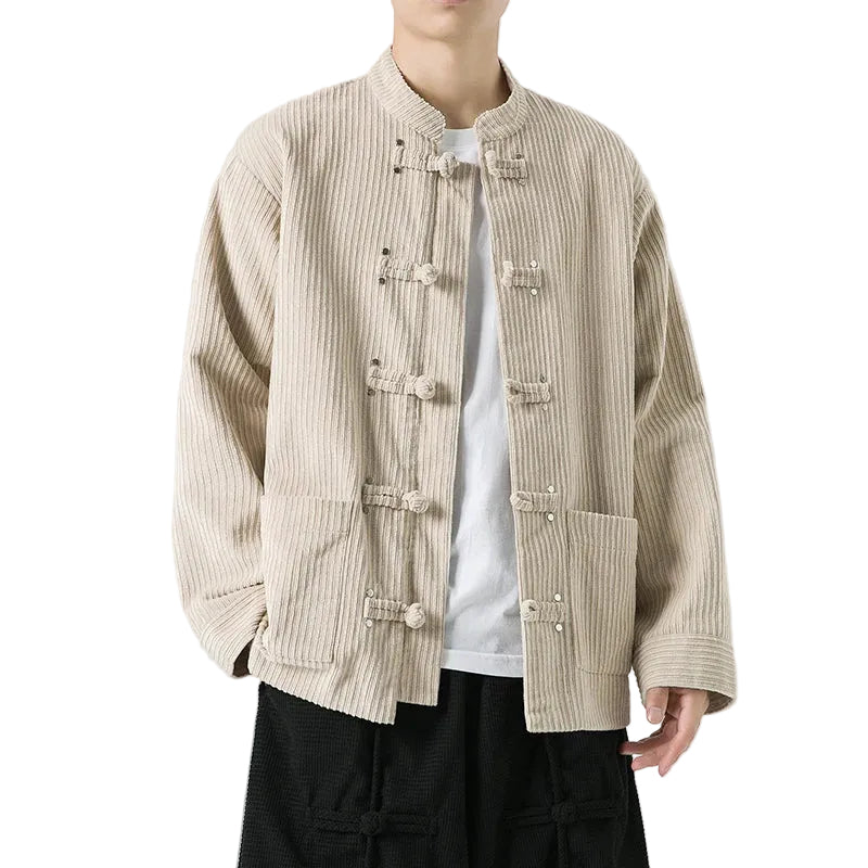 Herre Corduroy Jakke Overdimensjonert Stil 0