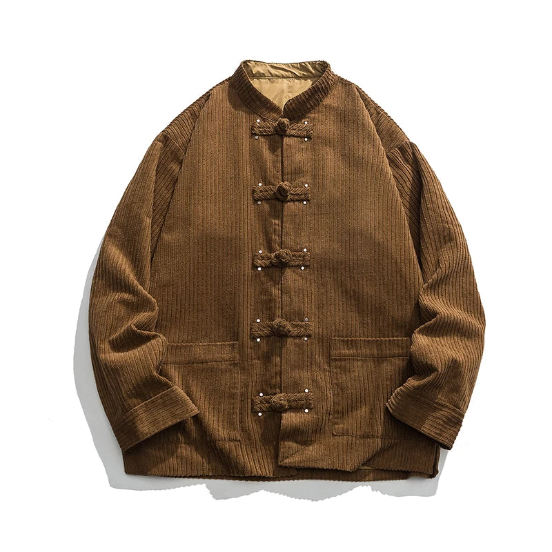 Herre Corduroy Jakke Overdimensjonert Stil 3