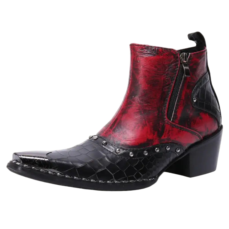 Herre Cowboy Boots Lav Lær Håndlaget Design med Metallnitter 0