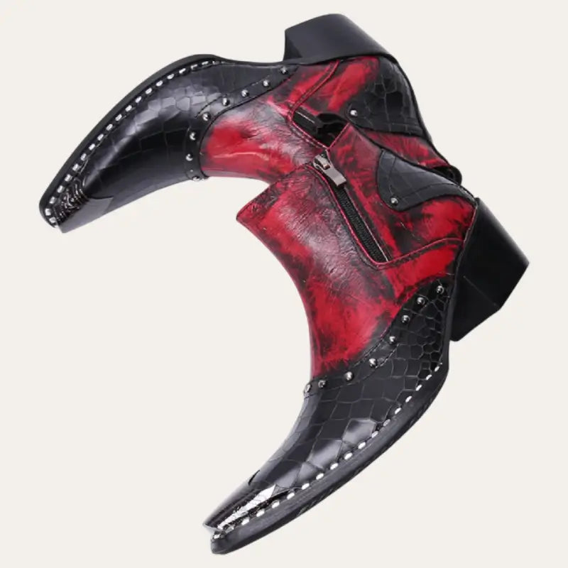 Herre Cowboy Boots Lav Lær Håndlaget Design med Metallnitter 1
