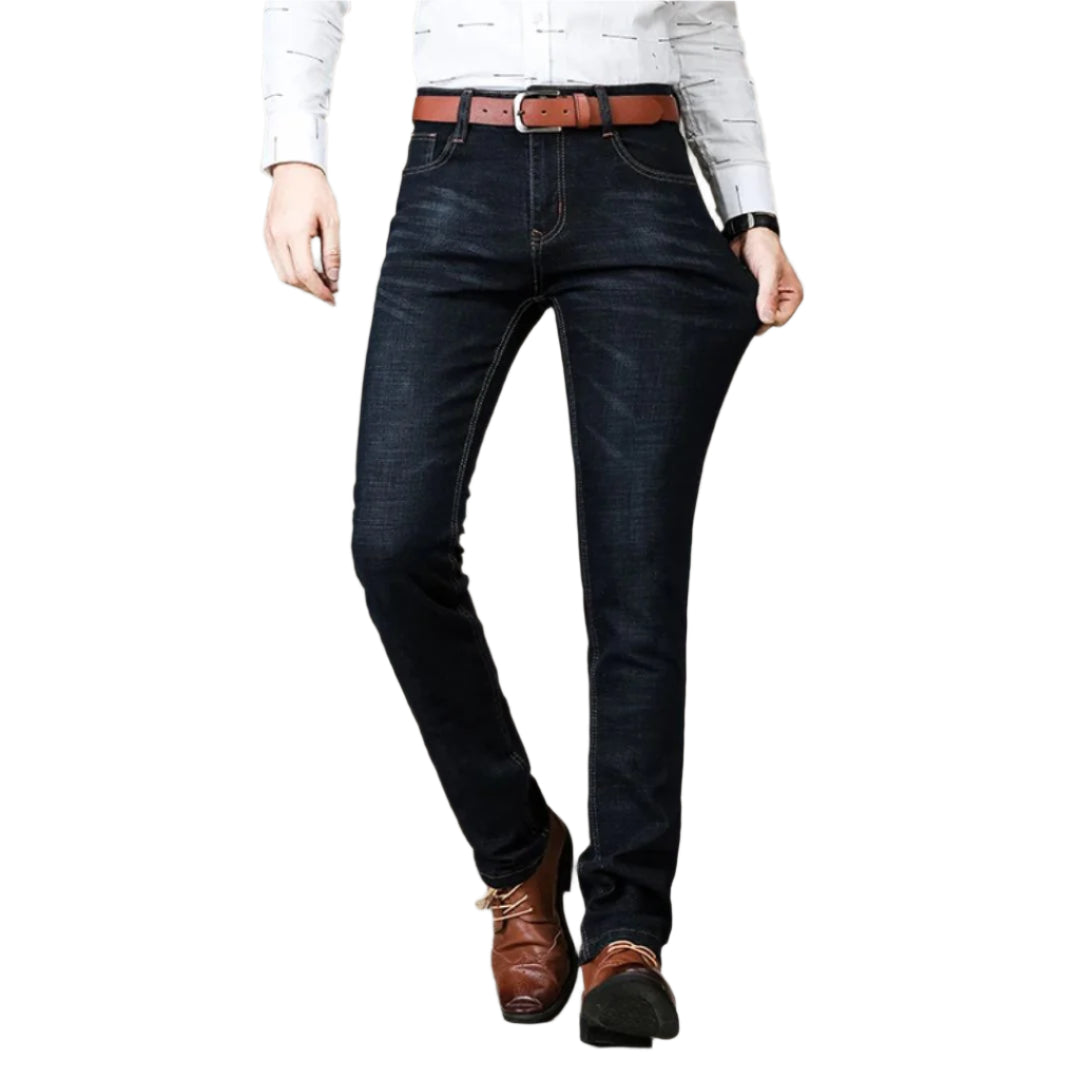 Herre Denim Bukser Rett Snitt Komfortabelt Design 0