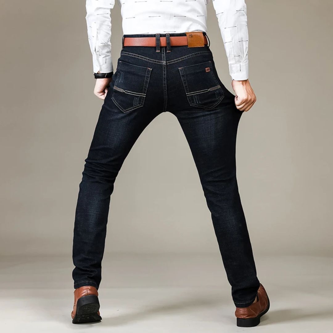 Herre Denim Bukser Rett Snitt Komfortabelt Design 2