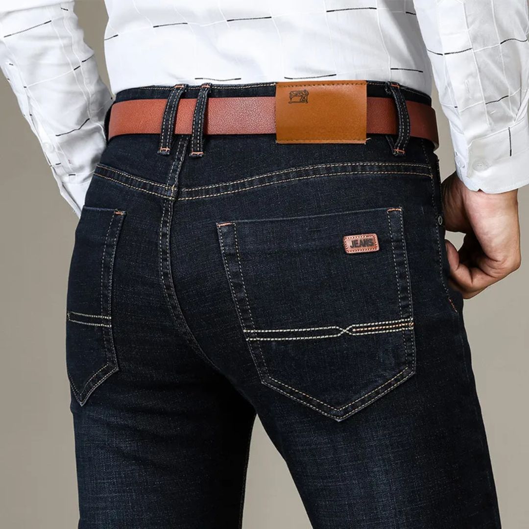Herre Denim Bukser Rett Snitt Komfortabelt Design 4