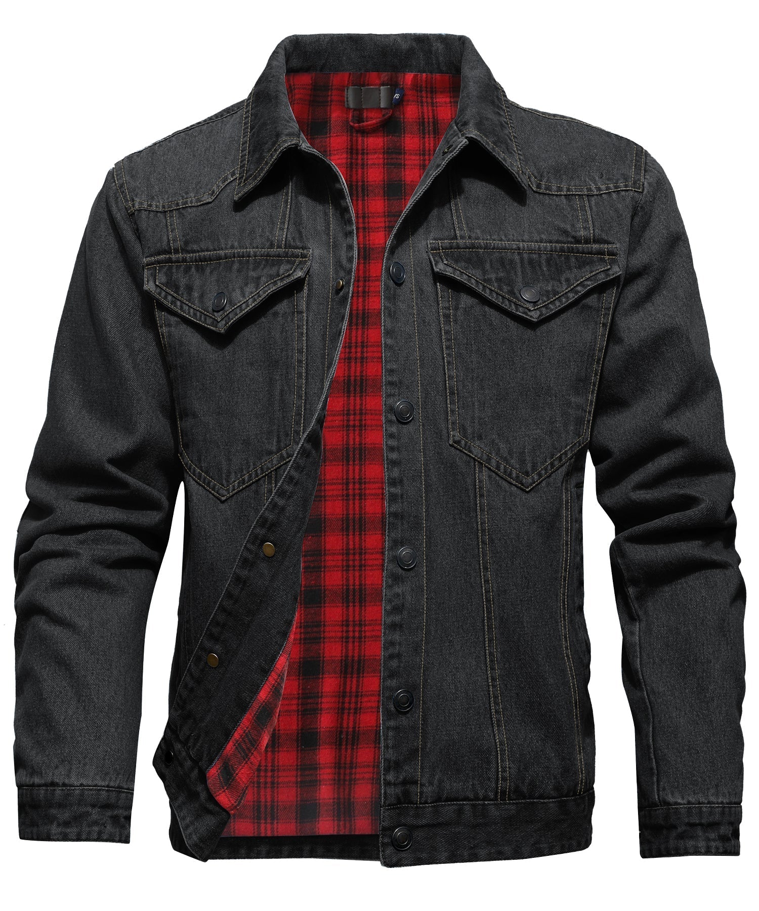 Herre Denim Jakke med Flanell Fôr 1
