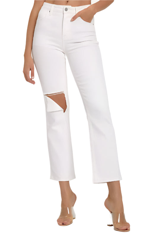 Herre Denim Jeans Avslappet Slitt Hvit 0