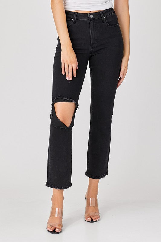 Herre Denim Jeans Avslappet Slitt Svart 1