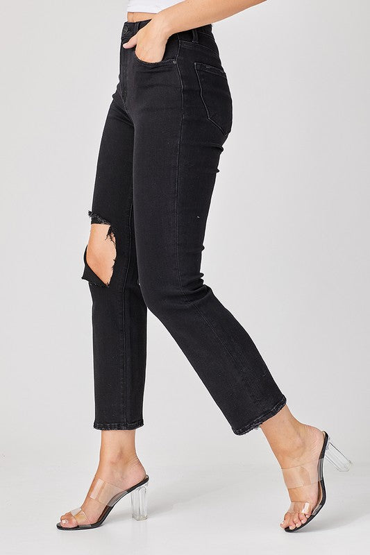 Herre Denim Jeans Avslappet Slitt Svart 2